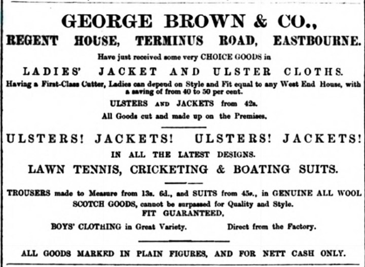 Advertisement for Tennis clothing in 1880s
